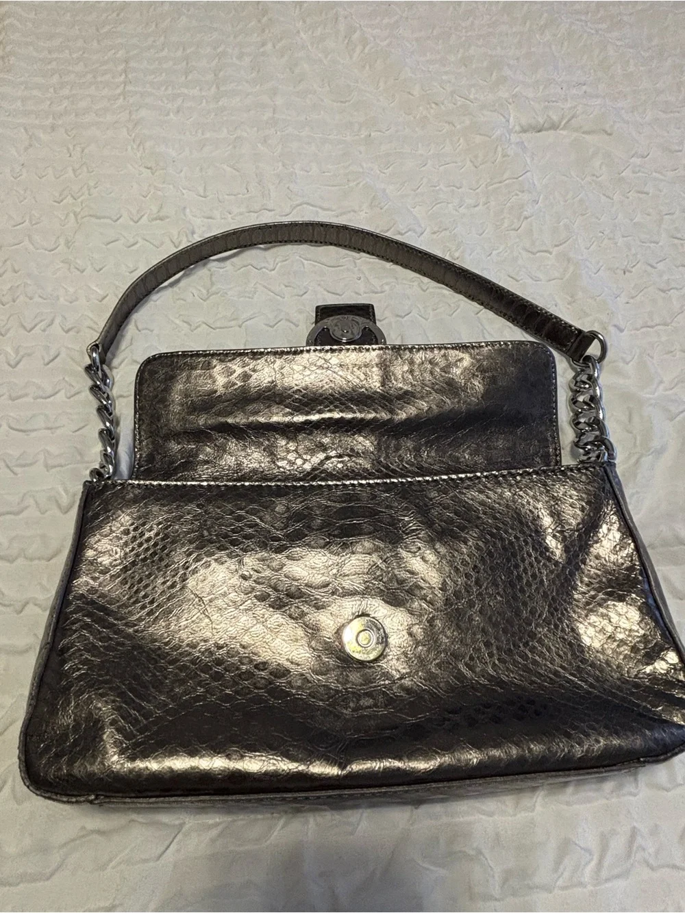 Michael Kors Metallic Gunmetal Shoulder Bag